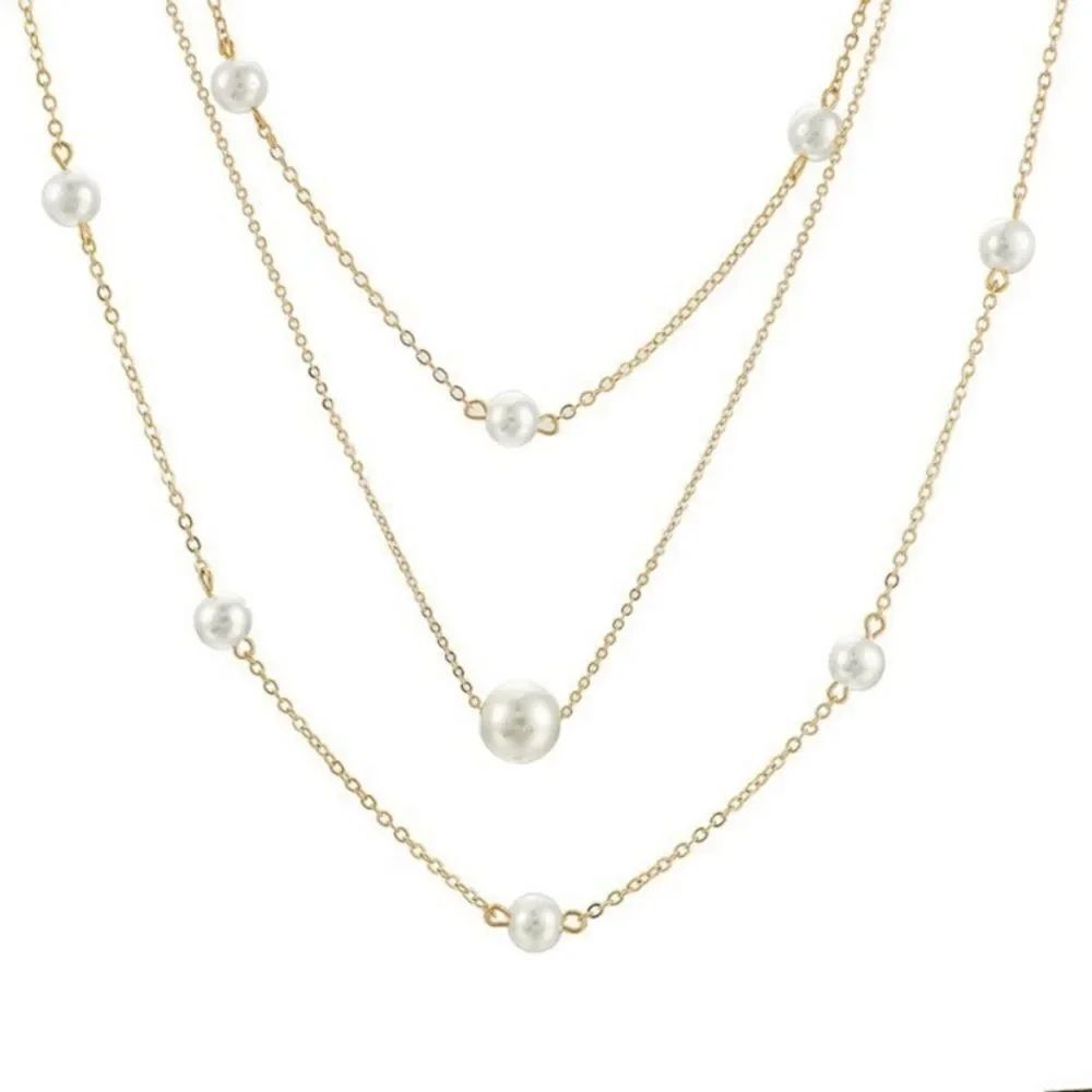 Necklace multilayered Faux pearls Zinc Alloy NWT fashion jewelry